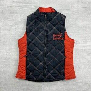 Harley-Davidson Women's Quilted Black & Orange Vest